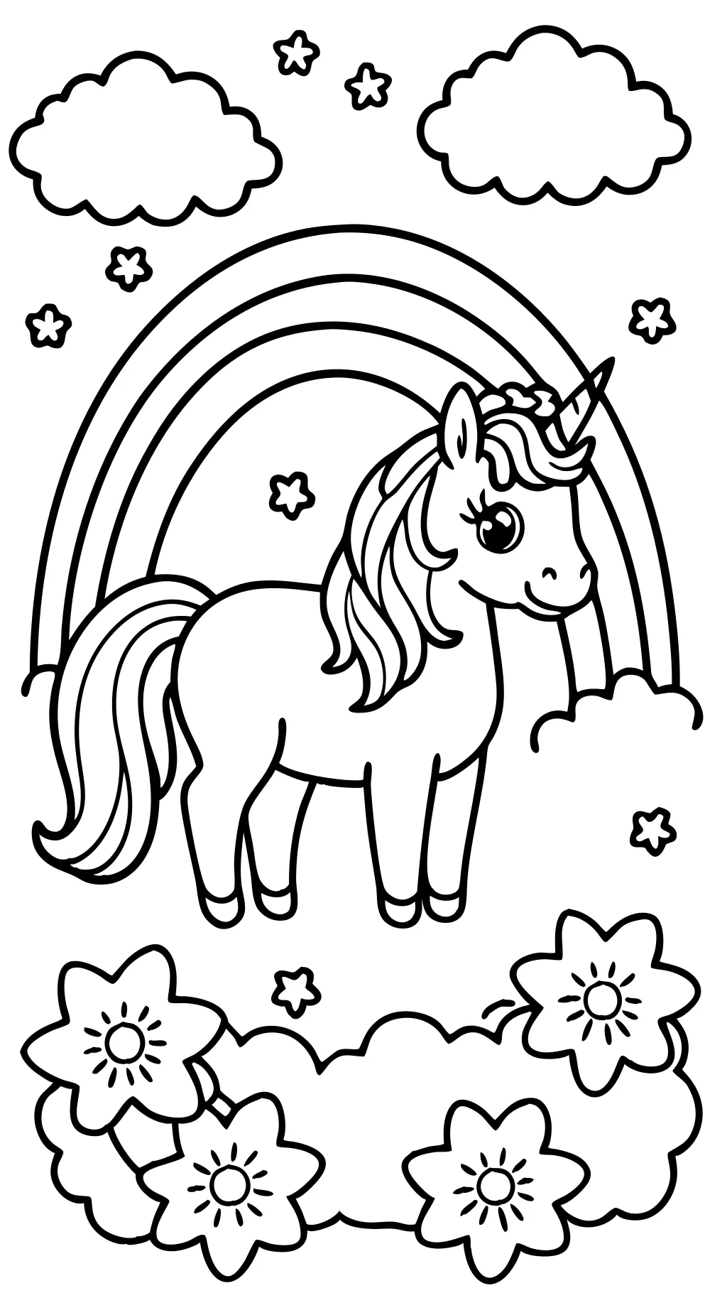 coloriage arc-en-ciel et licorne